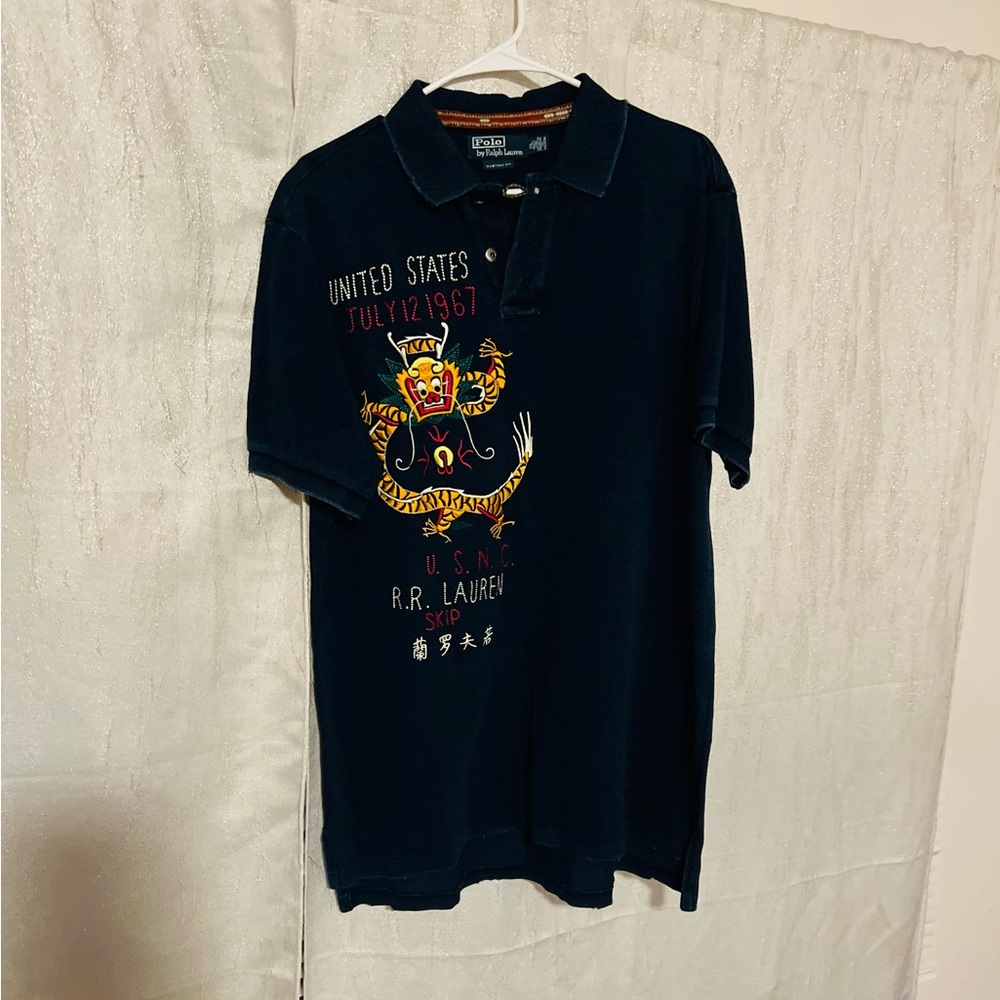 Vintage Polo by Ralph Lauren U.S.N.C. Dragon Embroidered Polo Short Sleeve XL